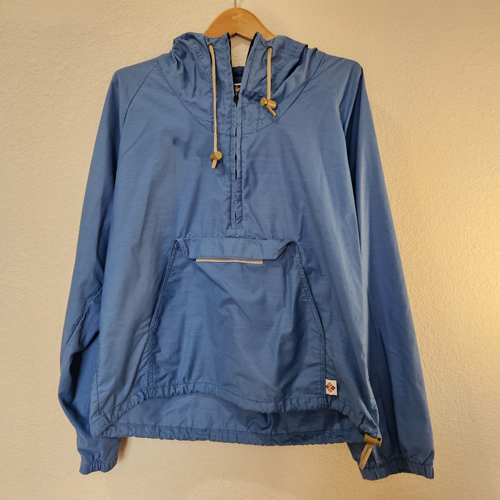 Vintage 70's Columbia Windbreaker- Teal with Brown/Orange Tag- Mens Large